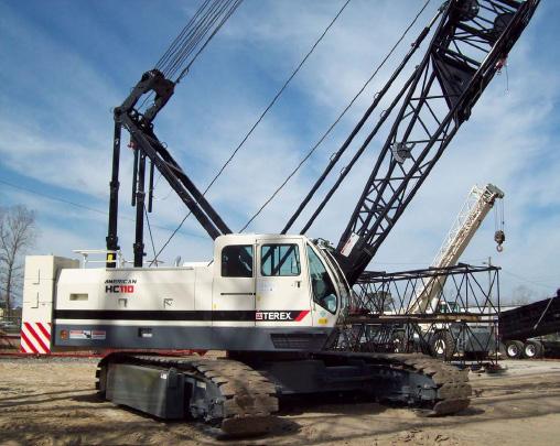 TEREX HC110-1 The Terex HC110 Lattice Boom Crawler crane has a maximum lift capacity of either 100 or 110 tons.