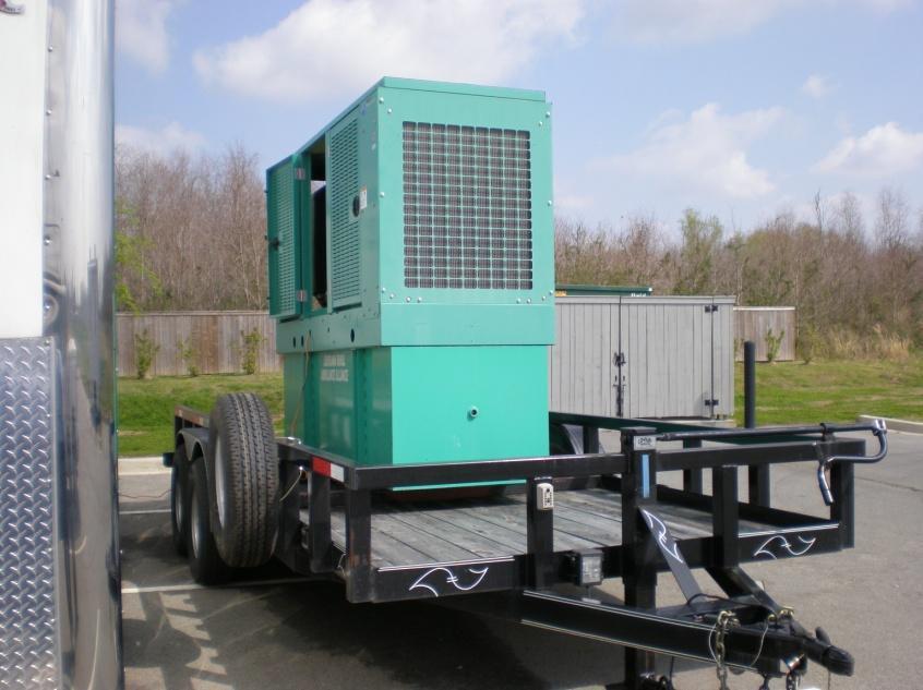 GEN-1 GENERATOR, ONAN 150KW DIESEL Large Generator on heavy duty trailer Installed on Longhorn Utility Trailer License # LA L337807. Unit is bolted to the trailer and ran regularly.