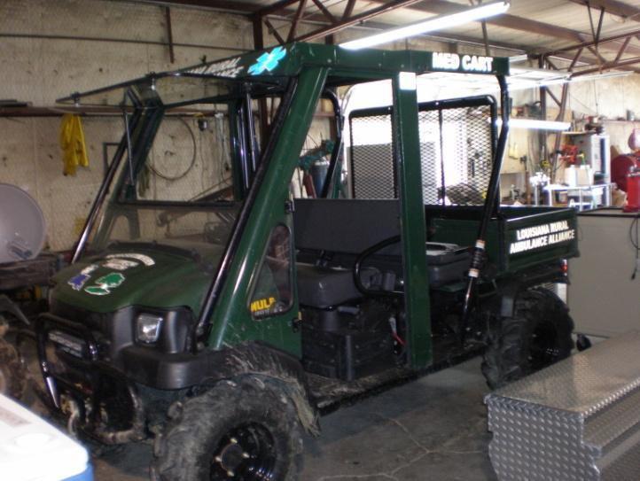 MULE-1 MULE, 4X4 UTILITY KAWASAKI 3010 Gas powered 4X4 Kawasaki Mule 3010, Medic Cart Equipped with a MEDLITE patient transport skid and optional second row seat