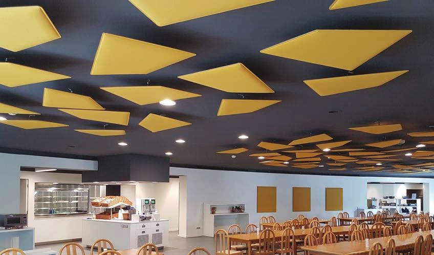 Designers can configure the uniquely shaped panels in artistic wall or ceiling