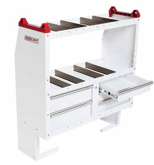 UNMATCHED DURABILITY box construction strengthens and rigidizes shelf unit EXTRA LARGE STEEL DRAWERS "x"x" or " with ball bearing slides rated at pounds per drawer HIGH SECURITY welded steel box and