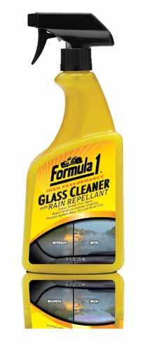 SPECIALTY CLEANERS Clean the toughest bugs, tar, tree sap and road dirt quickly and easily with Formula 1 s specialty cleaners. GLASS CLEANER with Rain Repellant Repels water to improve visibility.