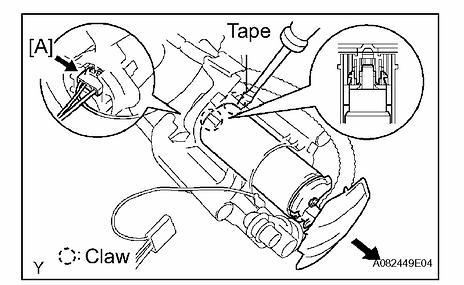 5 of 12 8/18/2016 11:52 AM a. Disconnect the fuel pump connector [A]. b. Using a screwdriver with its tip wrapped in tape, disconnect the 2 snap-claws from the claw holes and pull out the fuel pump.