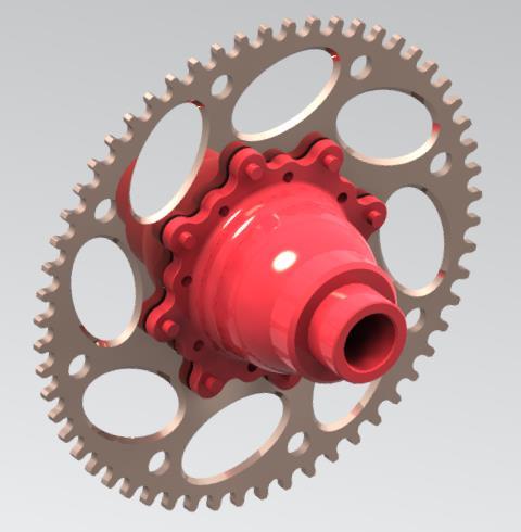 The assembly of differential with the sprocket is