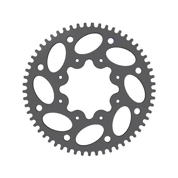 In order to design the teeth profile of the sprocket, chain number 525 is considered with a pitch of 0.625 inches. Figure 8.Rear sprocket designed (Left) and machined (Right) 4.