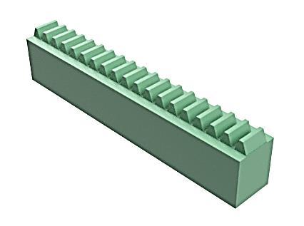 The edges are parallel with the axis through the centre of the gear, although the edges along the sides of the teeth are rarely actually straight they have a slight