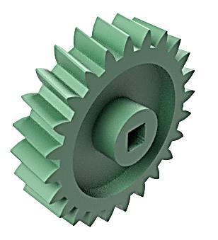 Then there is the Worm Gear, which looks very similar to a Spur Gear, except that the teeth are slightly twisted from the central axis of the gear, such that the teeth align with the spiral of the