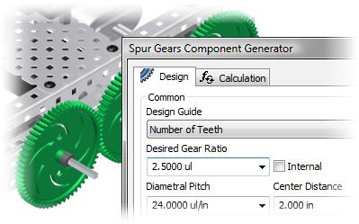 Spur Gears Component Generator You enter the gear design parameters to create the correct sized spur gear for the Protobot.