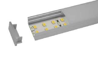 PROFILES Surface Angled ALUMINIUM PROFILE WITH CLEAR PLASTIC COVER. ANY LENGTH AVAILABLE UP TO 2M.