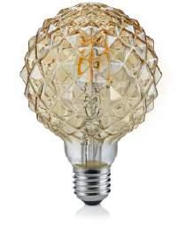VINTAGE LAMPS Vintage Faceted Filament Lamp E27 4 X FILAMENTS AMBER COATED GLASS WATTAGE LUMENS COLOUR 904-479
