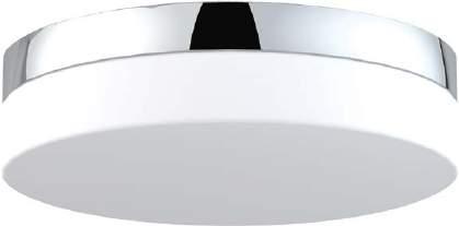 BATHROOM LIGHTING Drum Ceiling Fitting CHROME WITH WHITE GLASS SHADE SMD 290MM DIAMETER X 70MM