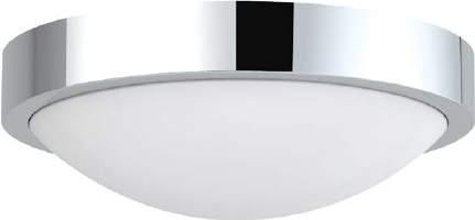 CHROME WITH WHITE GLASS SHADE SMD 260MM DIAMETER X 100MM IP44 WATTAGE LUMENS COLOUR CAYMAN