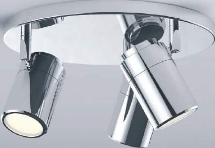 CEILING PLATE 3 X GU10 (REQUIRES LAMPS) GU10 LAMP OPTIONS SEE PAGES 128-129 CHROME FINISH