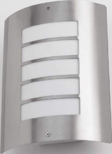 OUTDOOR LIGHTING 210mm 275mm Avon Wall Light STAINLESS STEEL WITH OPAL SYNTHETIC DIFFUSER. E27 LAMP REQUIRED - SEE PAGES 130-133.