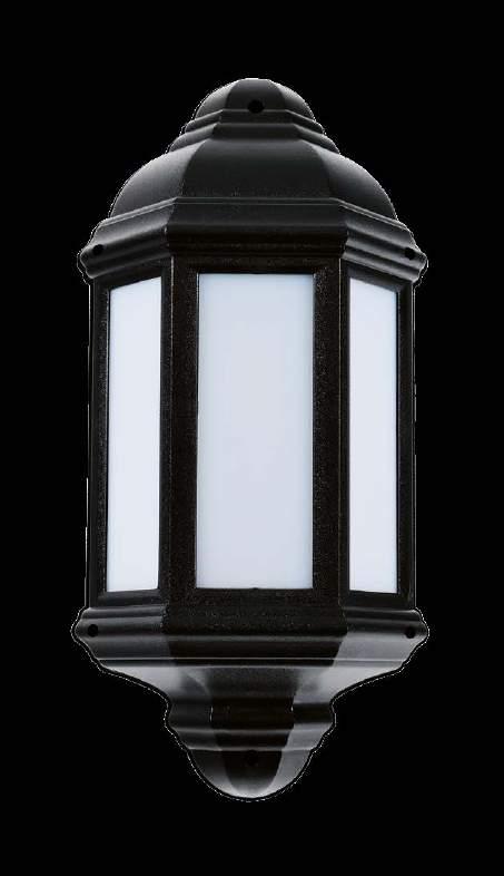 OUTDOOR LIGHTING 360mm 360mm 180mm 180mm Half Wall Light BLACK POLYCARBONATE BODY WITH BUILT IN S Half