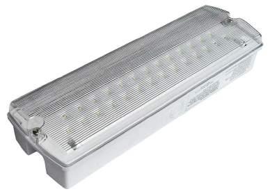 EMERGENCY LIGHTING VIEWING DISTANCE 24M Bulkhead 6W SMD, 3HR MAINTAINED. CLEAR DIFFUSER.