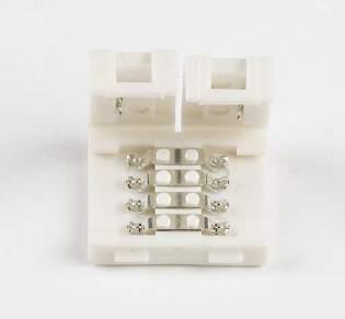 TAPE ACCESSORIES USING THE CONNECTORS ENSURE THE POLARITY IS CORRECT AND THE TAPE IS PUSHED UNDER THE TWO PRONGS AND THEN