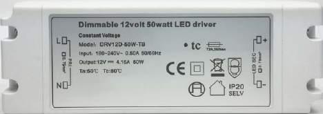 DIMMABLE DRIVERS Length - 155mm Width - 54mm Depth - 20mm Length - 174mm Width - 61mm Depth - 24mm 12V 25W Mains Dimmable Driver (Constant Voltage) WORKS WITH LEADING EDGE TRIAC DIMMERS CONSTANT