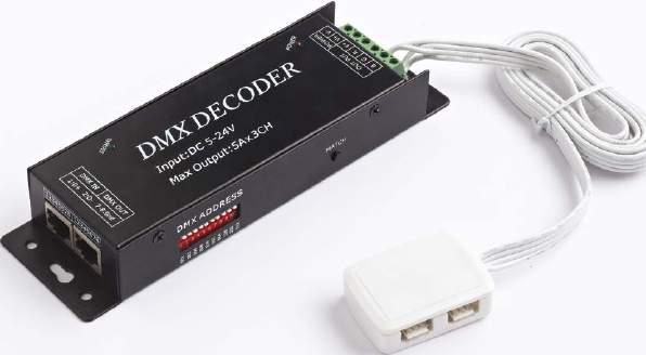 DMX DECODERS DMX Decoder FOR USE WITH DMX DIGITAL CONTROLLER FOR COLOUR CHANGING AND DIMMING PROCEDURES.