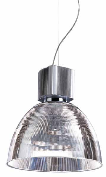 krono SUSPENSION FOR DIFFUSED AND DIRECT LIGHT, FOR COMPACT FLUORESCENT, AND METAL HALIDE LAMPS DOUBLE EFFECT Double effects thanks to the various finishes of the prismatic