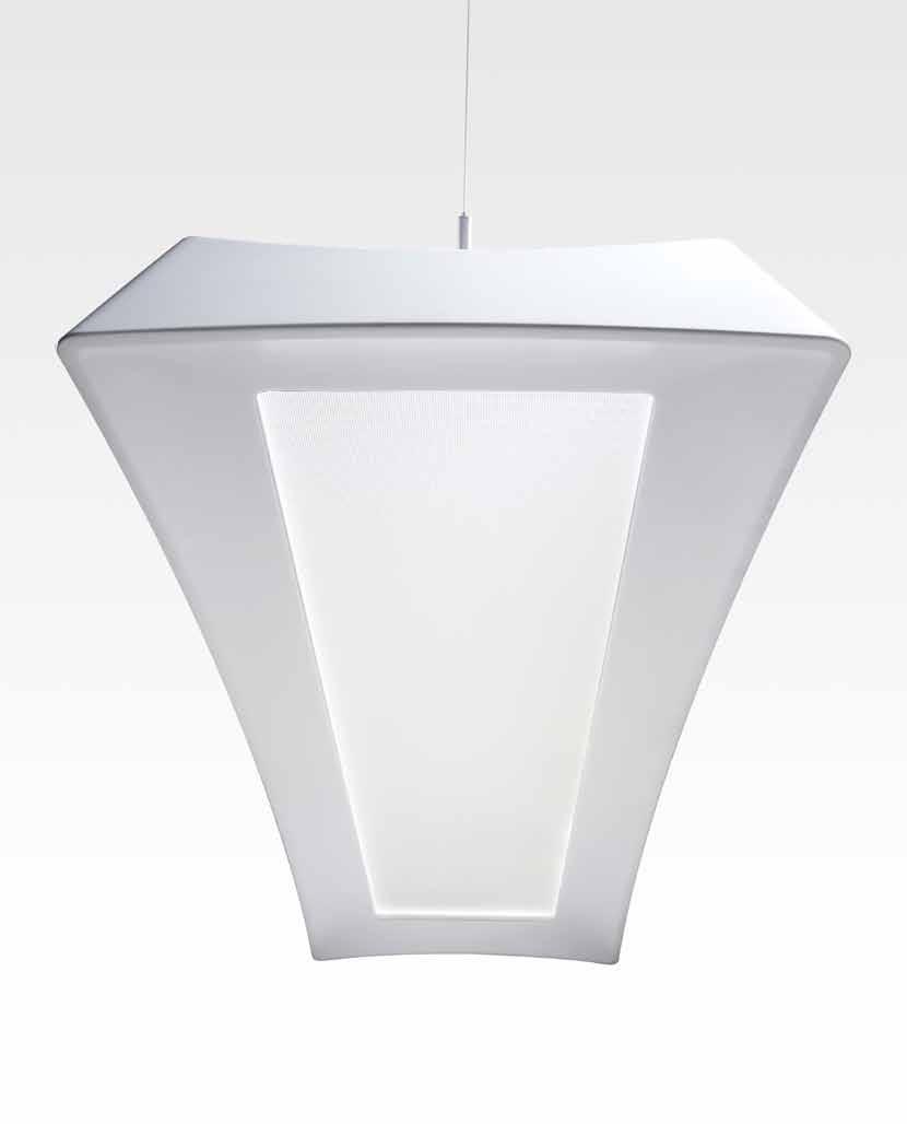DIVA UGR <19 Stand-alone direct or indirect light suspension lamp fitted with sources. White CRISTALPLANT body.