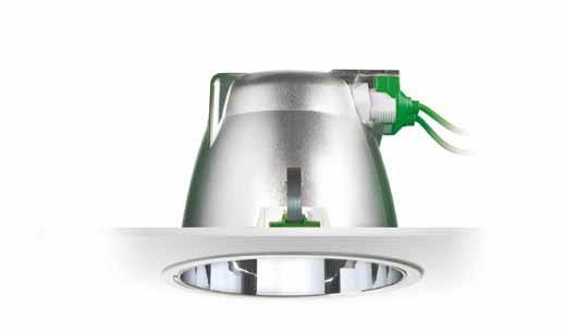 CCt FLASH GREEN GENERATION FLOOD Recessed downlight for high efficacy compact fluorescent lamps. Body in polycarbonate, round bezel in polycarbonate with white finishing.