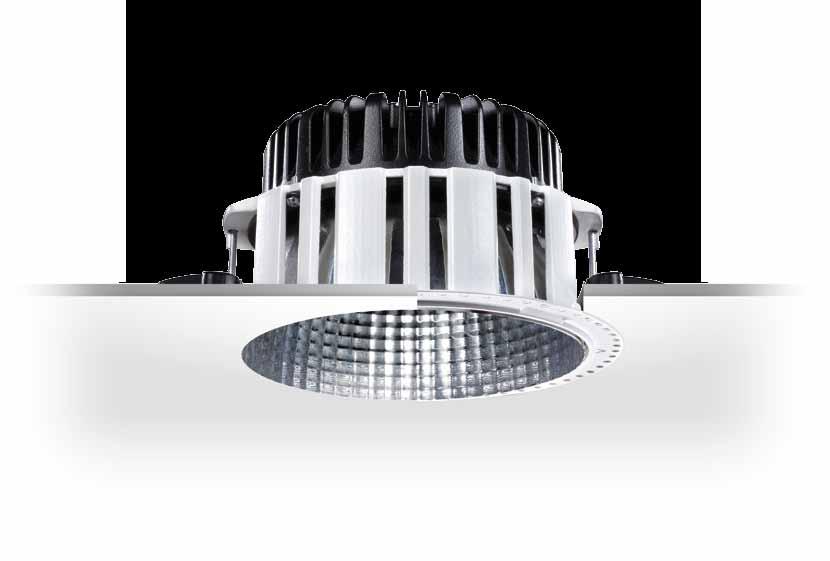CCTled Downlight TRIMLESS VERSIONS The TRIMLESS version is distinguished by a frame made of white painted aluminium, thanks to its special design can be used directly used as