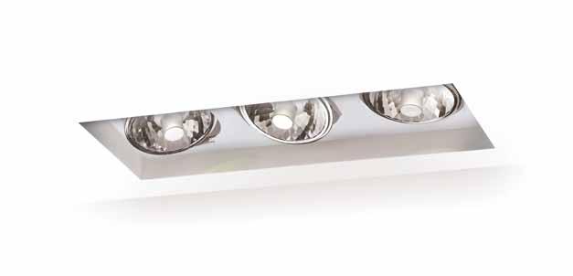 ARGON Adjustable recessed fixture for plasterboard false ceilings for pre focused metal halide and halogen lamps.