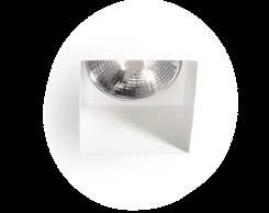 QUADRO Square trimless recessed low luminance fixture for halogen and sources. Body and counter-ring in a single die-cast aluminium element painted white and fully recessable into the false ceiling.