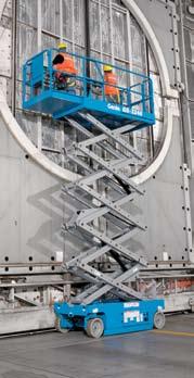 Genie rough terrain scissor lifts also enhance productivity by providing exceptional traction, speed and gradeability.