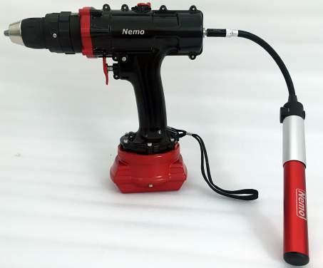 2. Attach a pump, such as the hand pump supplied with the hammer drill, to the valve. 3.