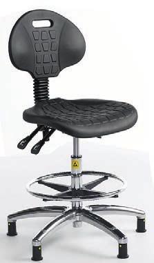 300 Textile, black Textile, blue Vinyl, black ESD CHAIR PREMIUM ESD swivel chair according to EN 61340-5-1:2001 with ergonomic adjustable mechanisms: seat height with gas lift seat tilt height and