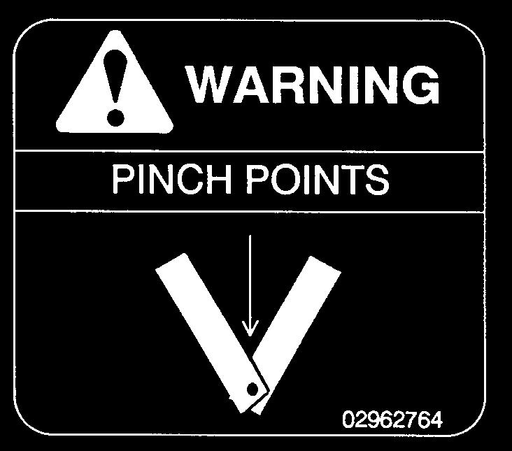 SAFETY WARNING! Pinch Points P/N 02962764 SAFETY DANGER!