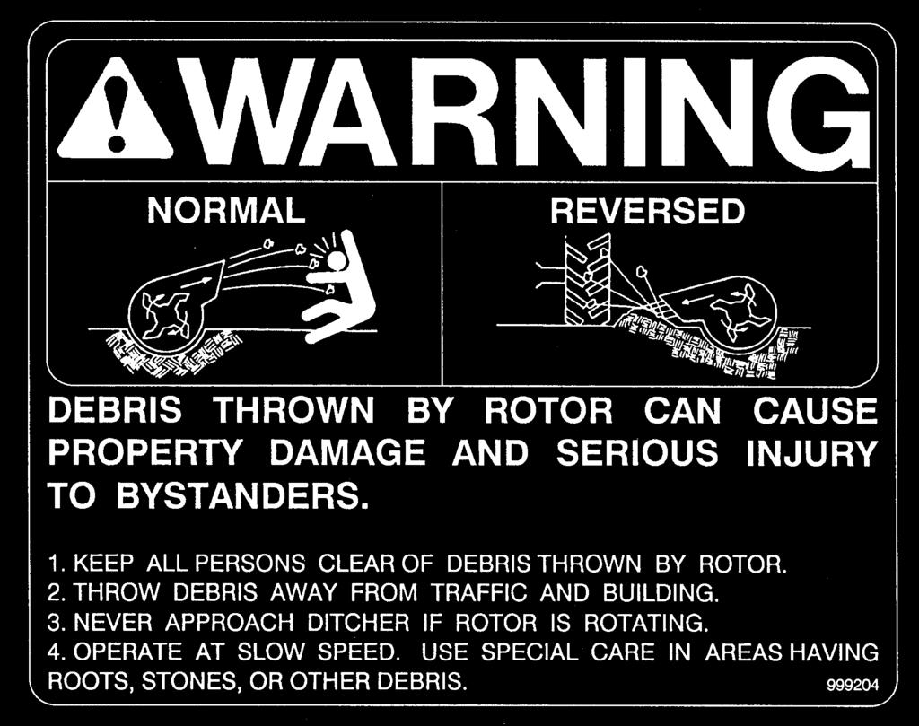 SAFETY WARNING- Debris from rotor can cause property damage and serious injury to
