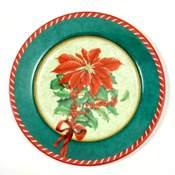 Seasonal Christmas Plate - Poinsettia, 13"