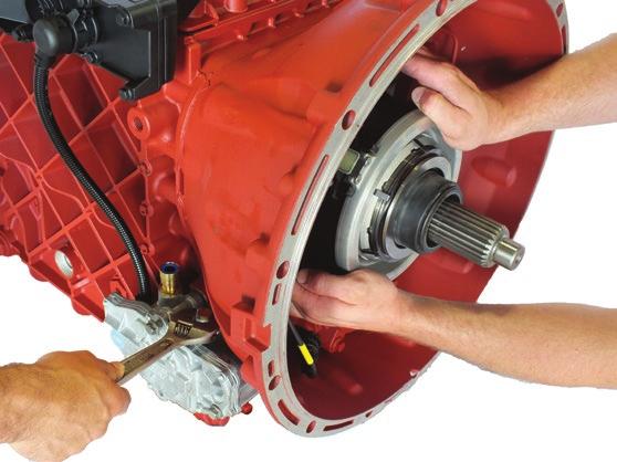 TECU TOP COVER INSTALLATION Step #6: Remove the service plug located on the clutch control valve assembly. Compress the clutch actuator.