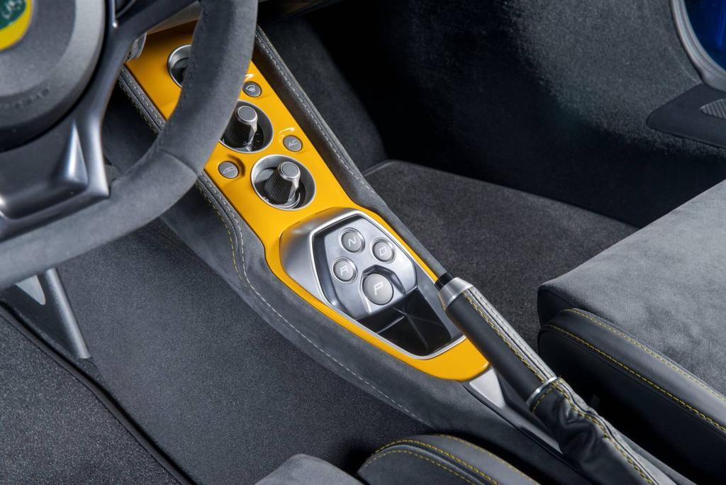 The new Evora GT410 Sport features four driver selectable ESP modes selected via a dashboard switch. Drive, Sport, Race and Off.