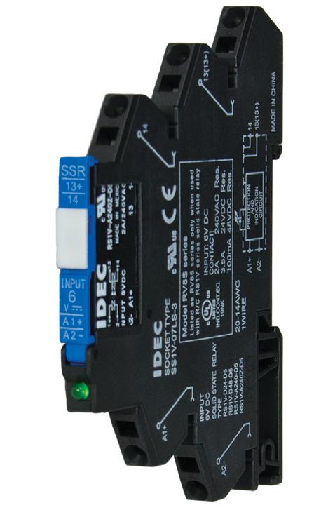 RV8 Series 6mm Interface Relays Key features: Class I, Division 2 and Class I, Zone 2 Hazardous Location options (electromechanical relays only) Solid State relay versions available Only 70mm in