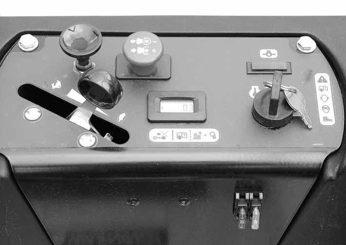 Control Panel E D A. Deck clutch switch E. Choke B. Ignition switch F. Hour meter C. Oil pressure light G. Fuse D. Throttle H.