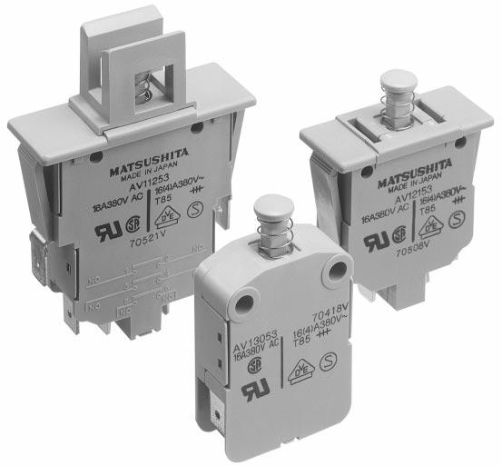 SAFETY INTERLOCK SWITCH CONSTRUCTED WITH DUAL RESTORATION SPRINGS FEATURES mm inch or more is assured as insulation distance between contacts (Snap-in mounting and 3 Form A type) Durability of