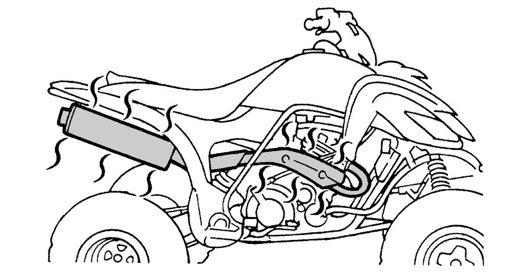 7 Exhaust system The exhaust system on the ATV is very hot during and following operation. To prevent burns, avoid touching the exhaust system.
