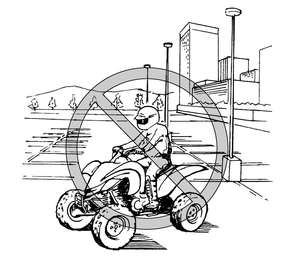 HOW TO AVOID THE HAZARD Never operate this ATV on any public street, road or highway, even a dirt or gravel one.