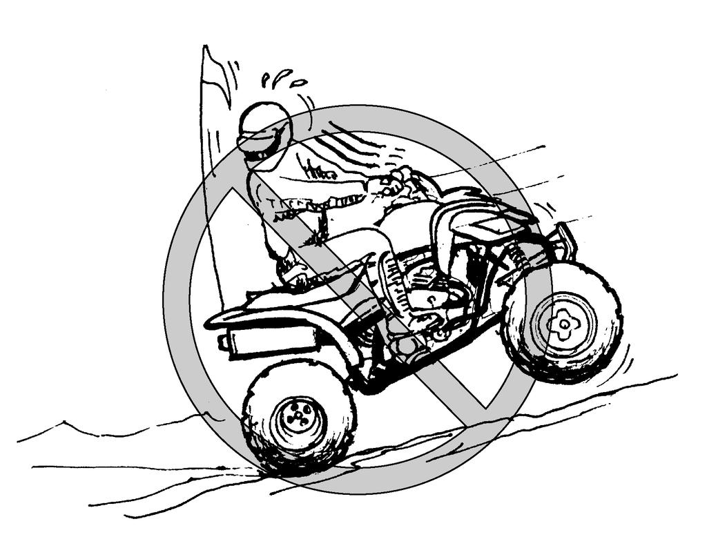7 EWB01251 WARNING POTENTIAL HAZARD Stalling, rolling backwards or improperly dismounting while climbing a hill. WHAT CAN HAPPEN Could result in the ATV overturning.