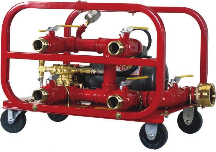 A large 2 & 1/2 swivel inlet aids in the ability to quickly fill and bleed the fire hoses through the large 1 & 1/2 heavy duty manifold, with independently controlled stainless steel ballvalves.