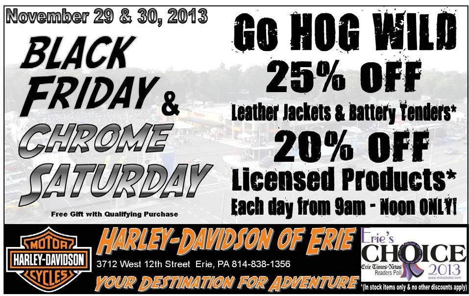 Our dealership is your one-stop holiday shopping destination for riders and non-riders alike with hassle-free parking, FREE gift wrapping for all of your H-D of Erie purchases, as well as FREE