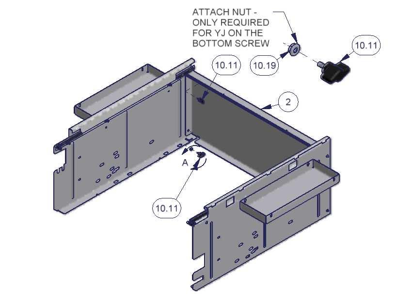 37. Make sure all hardware has been tightened. 38. Fasten the #2 Rear Panel to the front of #3 left and #4 right side panels using the (4) #10.11 knob screws.