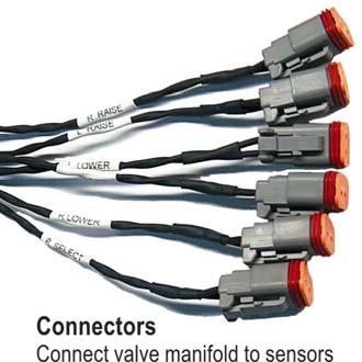 The Select connectors correspond to the Travel valves and the Ride Height port(s).