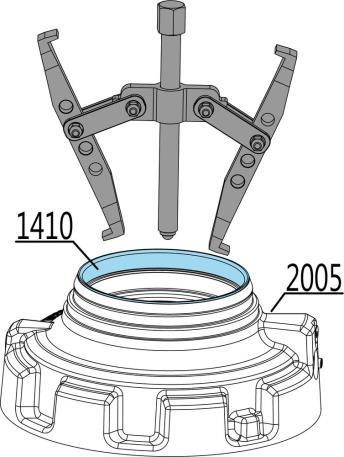 Use an extractor to remove the outer ring of bearing (1205) from the