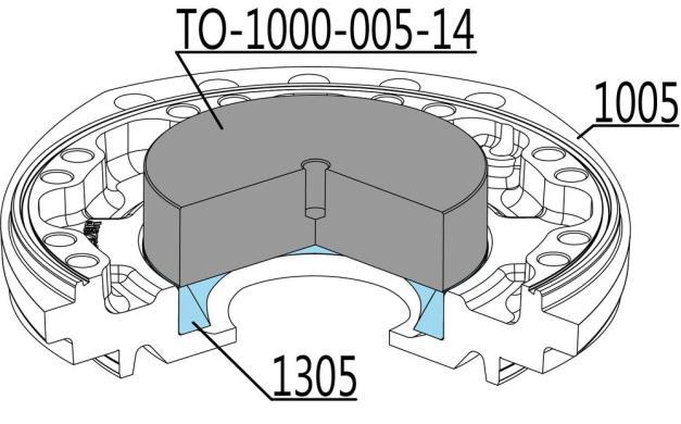 Use press and a special tool to install outer ring of bearing (1305) into the