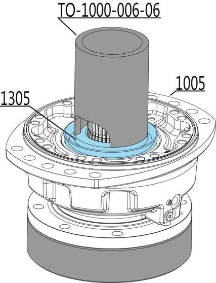 Use a special tool and press to insert inner part of bearing (1305) into the outer ring of the bearing inside bearing support (1005).